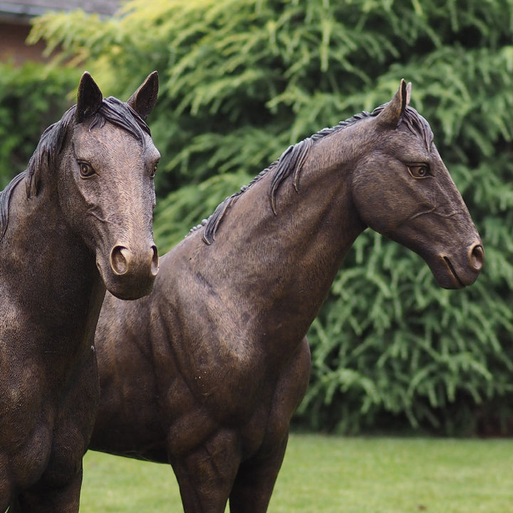Bronzeskulptur: Pferdeduo