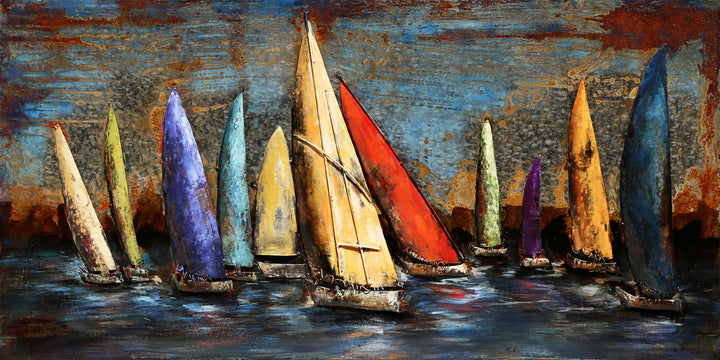 Metall-Bild mit 3D-Effekt: Segelboote