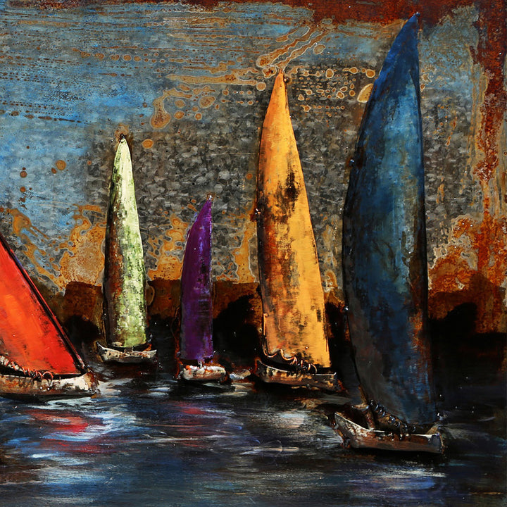 Metall-Bild mit 3D-Effekt: Segelboote