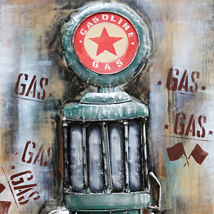 Metall-Bild mit 3D-Effekt: Tankstelle