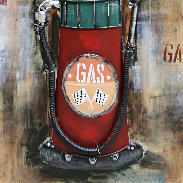 Metall-Bild mit 3D-Effekt: Tankstelle