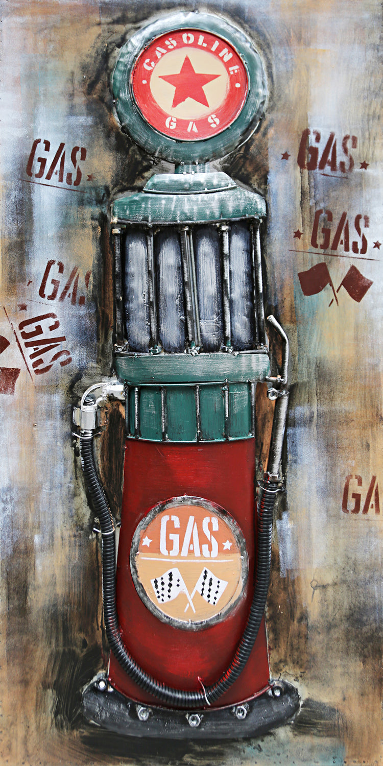 Metall-Bild mit 3D-Effekt: Tankstelle