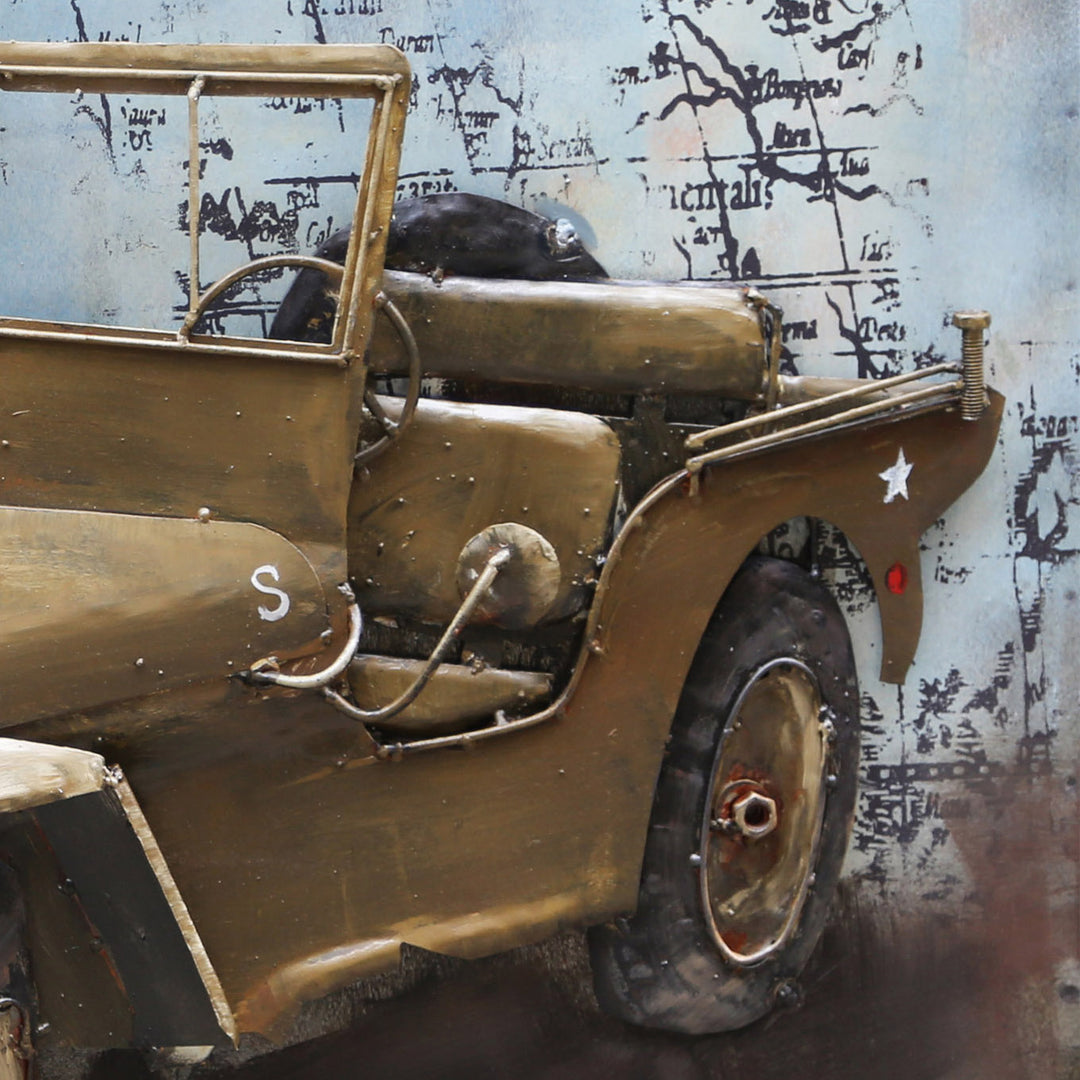 Metall-Bild mit 3D-Effekt: Geländewagen Willy