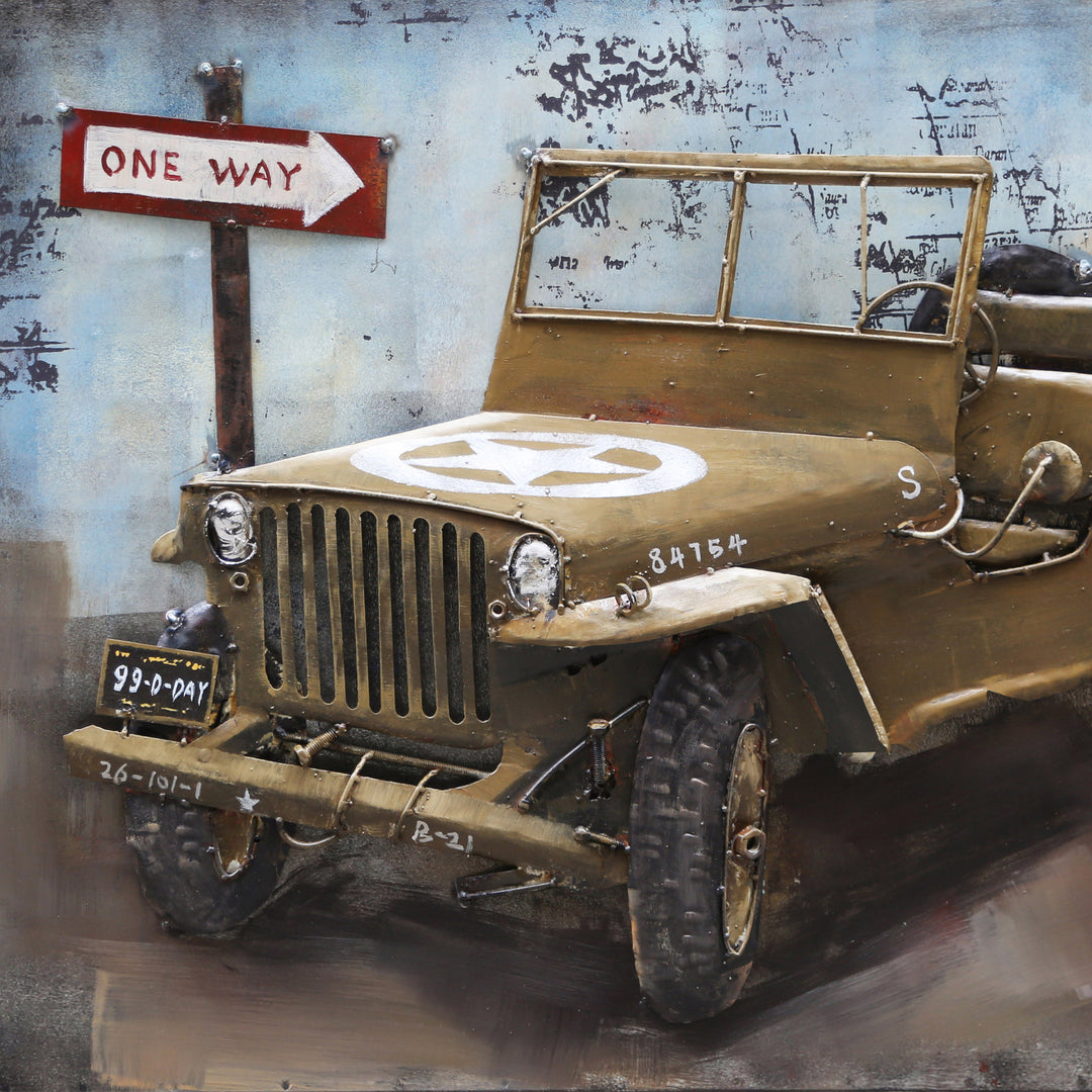 Metall-Bild mit 3D-Effekt: Geländewagen Willy
