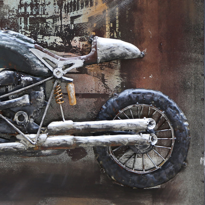 Metall-Bild mit 3D-Effekt: Motorrad