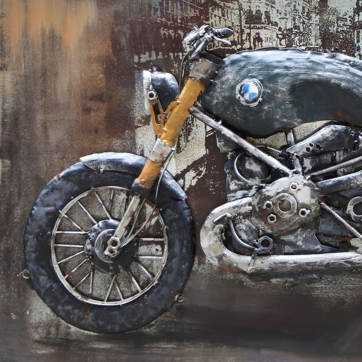 Metall-Bild mit 3D-Effekt: Motorrad