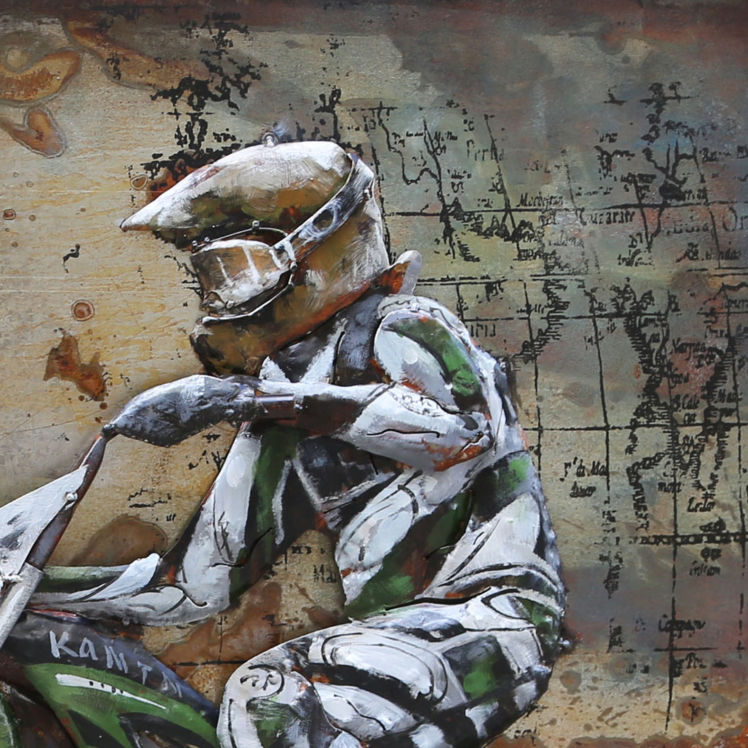 Metall-Bild mit 3D-Effekt: Motocross Crosser