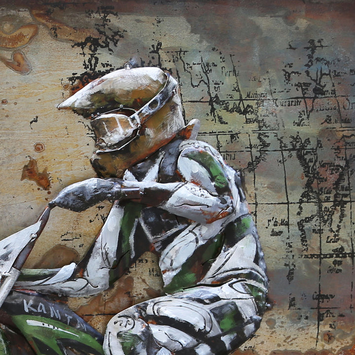 Metall-Bild mit 3D-Effekt: Motocross Crosser