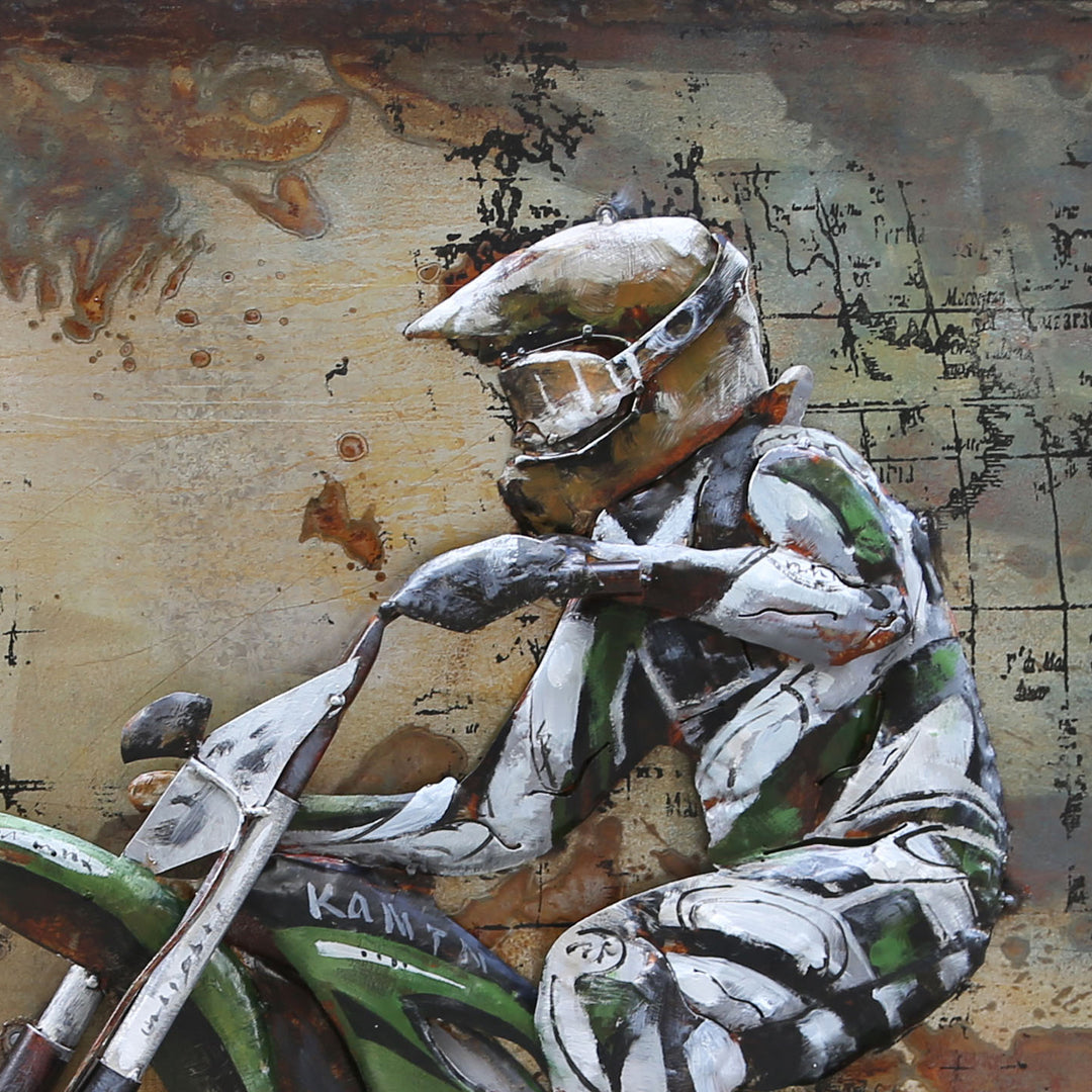 Metall-Bild mit 3D-Effekt: Motocross Crosser
