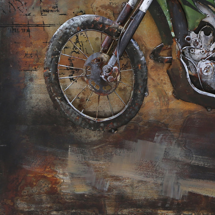 Metall-Bild mit 3D-Effekt: Motocross Crosser