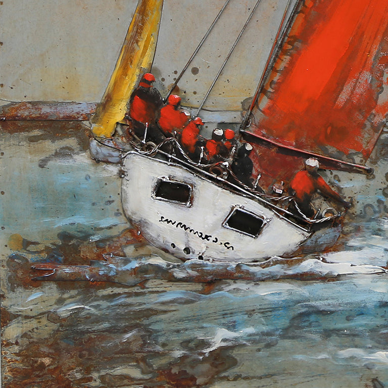 Metall-Bild mit 3D-Effekt: Regatta Boote