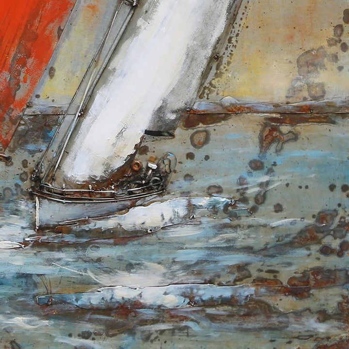 Metall-Bild mit 3D-Effekt: Regatta Boote