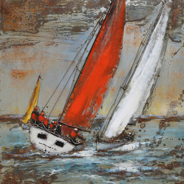 Metall-Bild mit 3D-Effekt: Regatta Boote